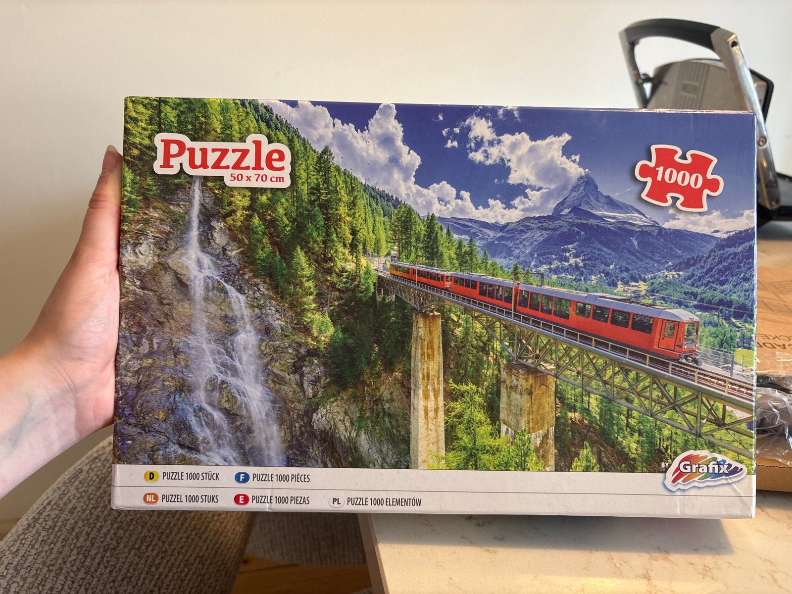 Grafix Legpuzzel 1000 stukjes - Trein en waterval, Ophalen, 500 t/m 1500 stukjes, Gebruikt, Legpuzzel
