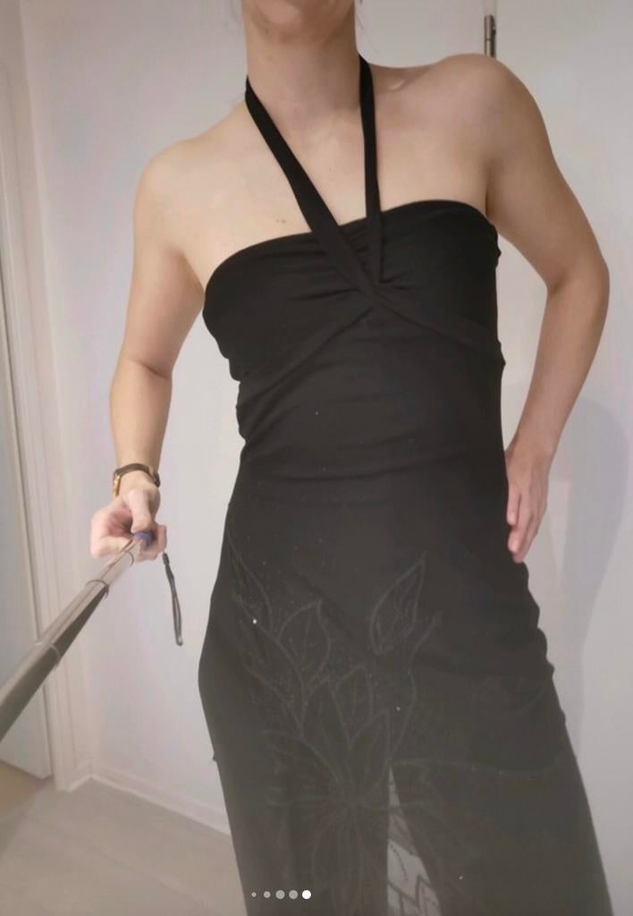 Ribkoff luxe jumpsuit zwart chiffon overlaag maat 38, Verzenden, Zo goed als nieuw, Maat 38/40 (M), Zwart