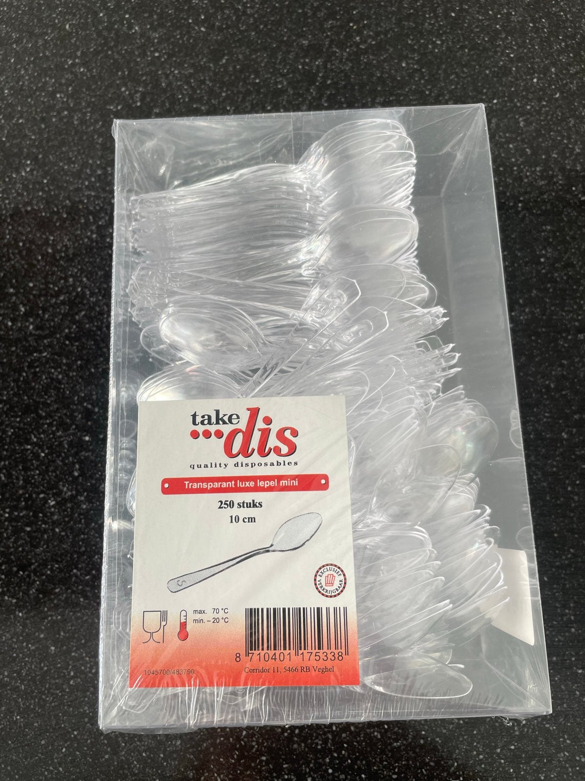 250 stuks transparante luxe mini lepels - 10 cm, Huis en Inrichting, Theelepel, Kunststof, Los bestek, Nieuw