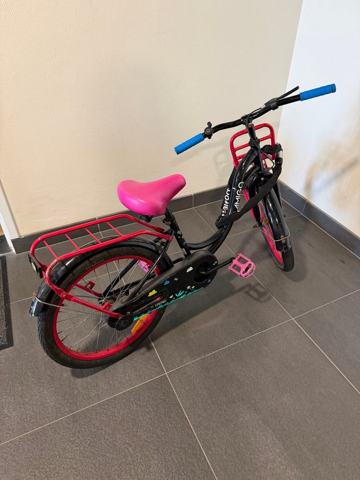 Amigo Kinderfiets Zwart/Roze - 20 inch, Ophalen, Gebruikt, Terugtraprem, 20 inch of meer