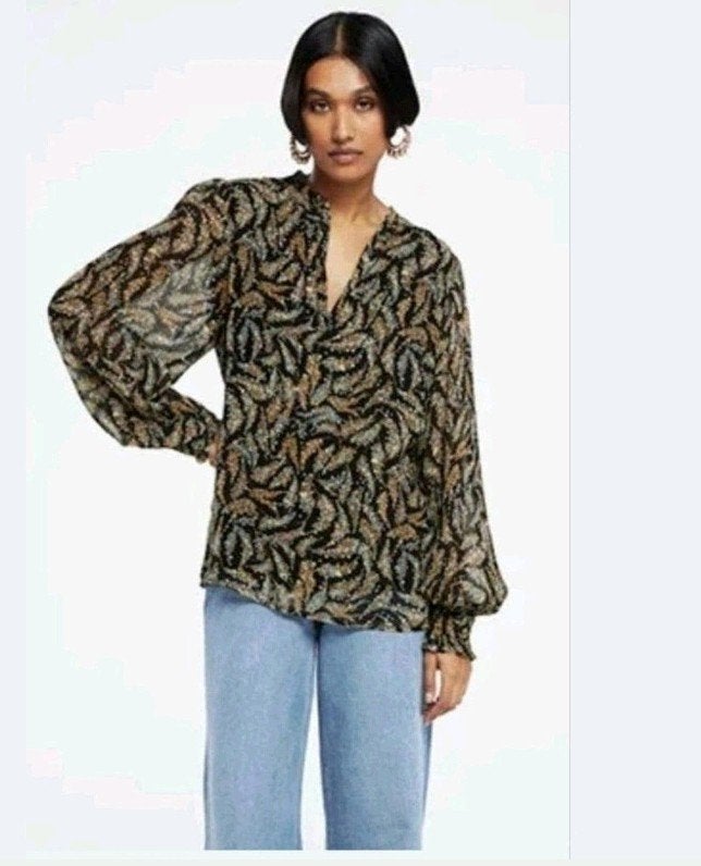 Fabienne Chapot Cliff Ruffle top/ blouse maat M *nieuw *, Maat 38/40 (M), Bruin, Nieuw, Ophalen of Verzenden