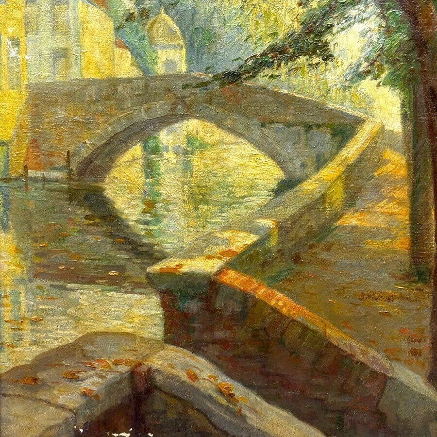 Leo Paret Olieverfschilderij Brugge, Ophalen of Verzenden
