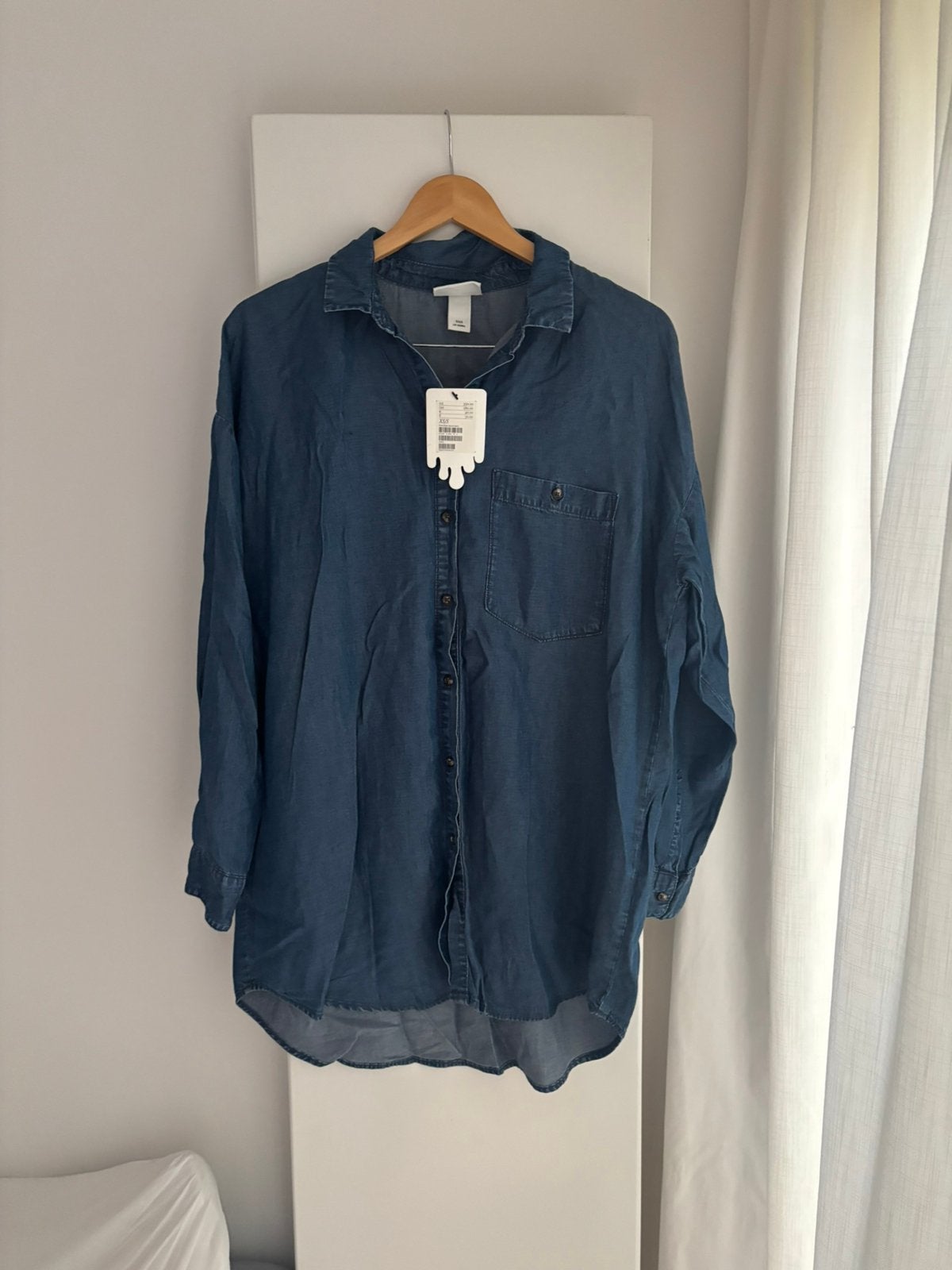 Monki denim tuniek, blauw overhemd, spijker jurk,dress, XS/S, Ophalen of Verzenden, Nieuw, Maat 36 (S), Blauw