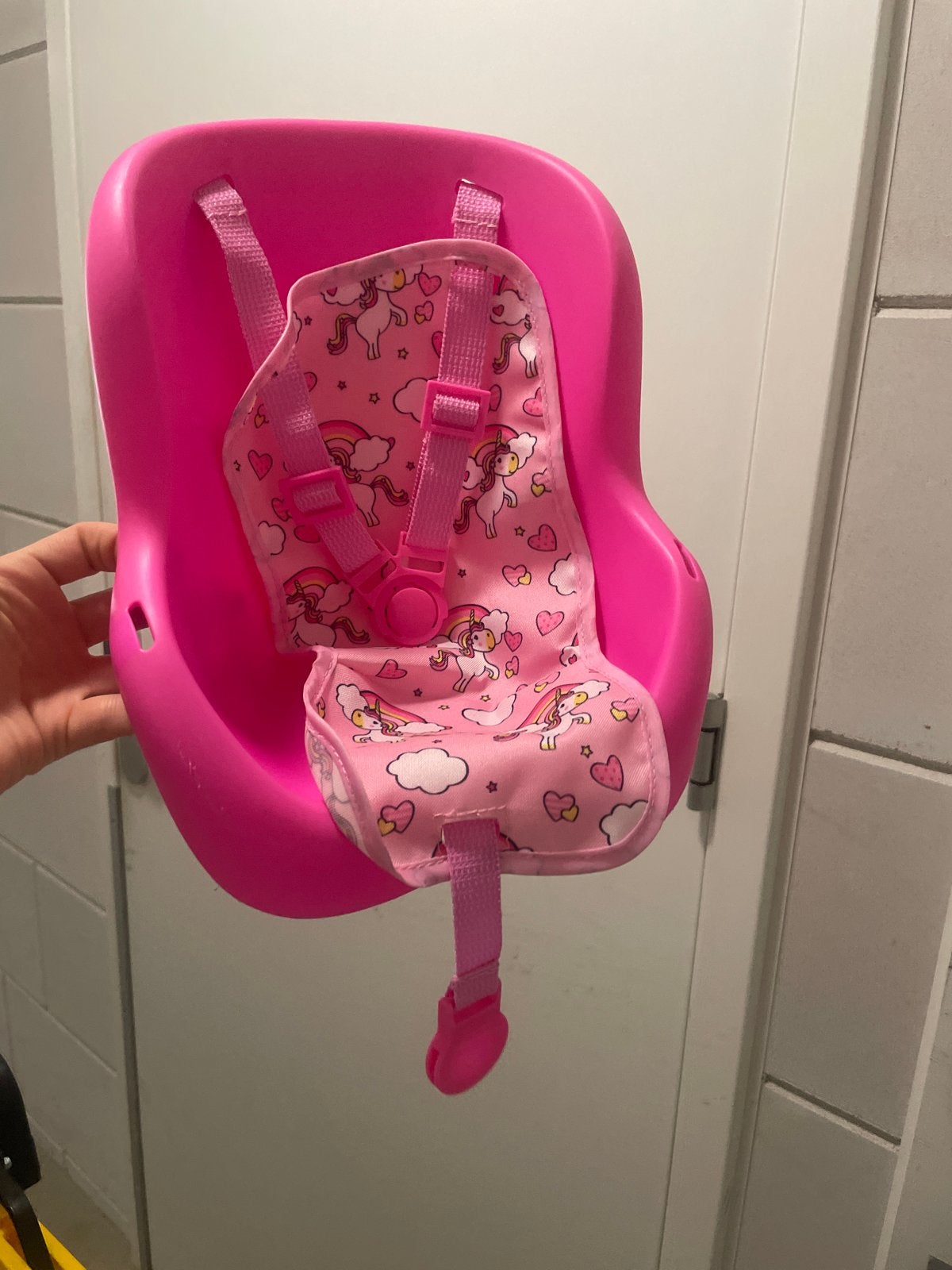 Roze poppenfietszitje - mist band om vast te maken, Ophalen, Gebruikt, Achterzitje