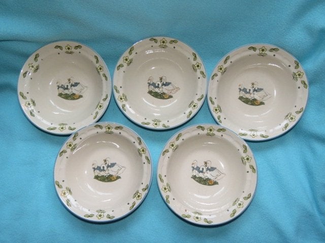 5 vintage schaaltjes met ganzen, jaren 80, Antiek en Kunst, Curiosa en Brocante, Ophalen of Verzenden