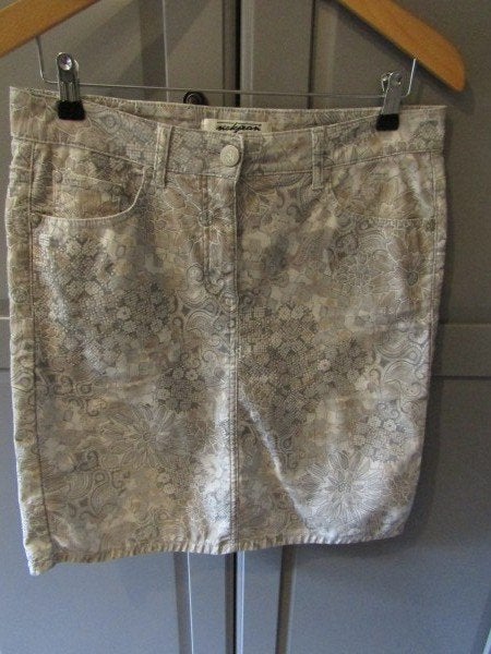G955 Nickjean mt 40 rok grijs beige crème, Maat 38/40 (M), Verzenden, Zo goed als nieuw, Knielengte
