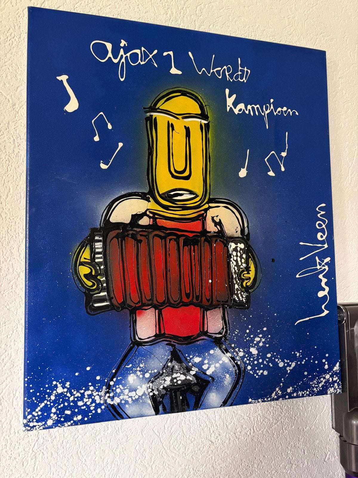 Ajax 1 Wordt Kampioen - Henk Veen schilderij, Antiek en Kunst, Ophalen, Doek, Expressionistisch, Gesigneerd
