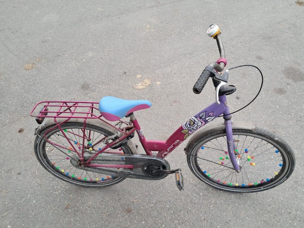 Alpina meisjesfiets paars/roze, Fietsen en Brommers, Fietsen | Meisjes, Ophalen, Gebruikt, 24 inch, Handrem
