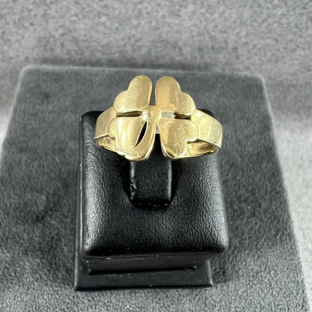 Gouden Ring | 14k | 2,04g | klaver 4 | mt 17,25 | 413458, Sieraden, Tassen en Uiterlijk, Ringen, Gebruikt, Ophalen of Verzenden