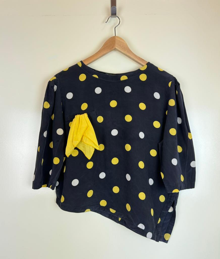 LOUIS FERAUD Silk Polkadot Blouse Tunic Shirt Vintage XXL, Ophalen of Verzenden, Zo goed als nieuw, Maat 46/48 (XL) of groter