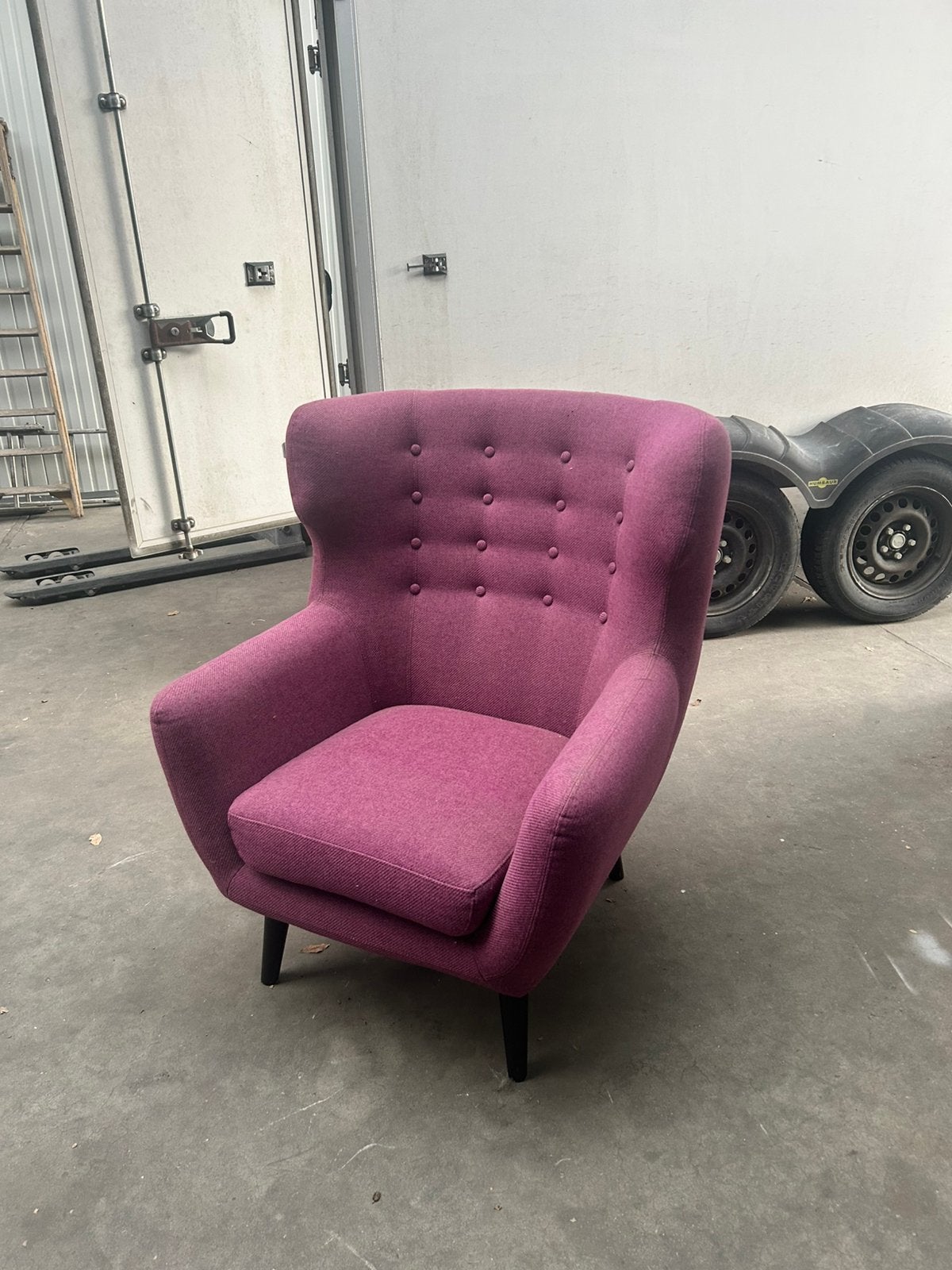 Paarse 1 persoons zit fauteuil, Ophalen, Gebruikt, 75 tot 100 cm, 75 tot 100 cm