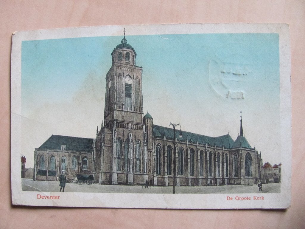 Deventer 1923 groote Kerk, Verzamelen, Ansichtkaarten | Nederland, Ophalen of Verzenden, 1920 tot 1940, Gelopen, Overijssel
