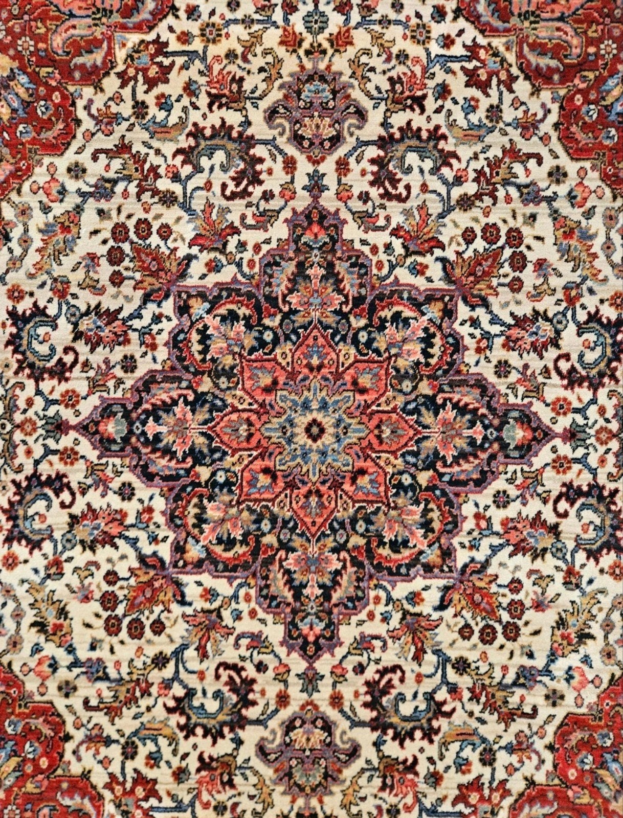 Vintage Perzisch wol vloerkleed Kadjar medallion 170x242cm, Gebruikt, 150 tot 200 cm, 200 cm of meer, Ophalen of Verzenden
