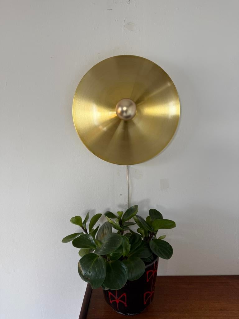 Vintage space age ‘Disc’ wandlamp, Honsel ‘70, Ophalen of Verzenden, Zo goed als nieuw, Metaal