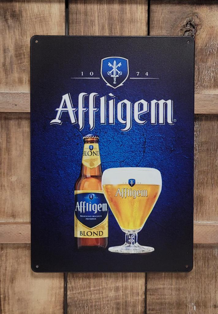 Affligem blond bier reclamebord van metaal wandbord deco, Info@deconoord.nl, Deco Noord, Nieuw, Ophalen of Verzenden