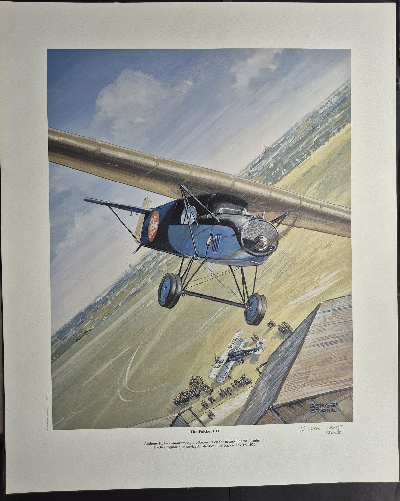Serge Stone prent van The Fokker F.II (K1258), Ophalen of Verzenden, Zo goed als nieuw, Kaart, Foto of Prent
