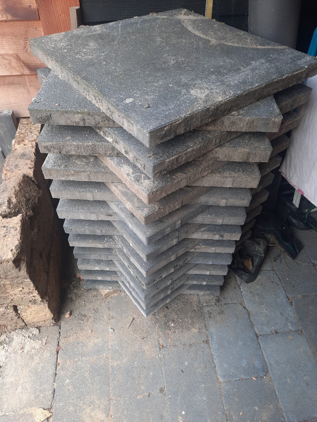 20x antraciet terrastegels 60x60cm, Ophalen, 5 tot 10 m², Zo goed als nieuw, Beton