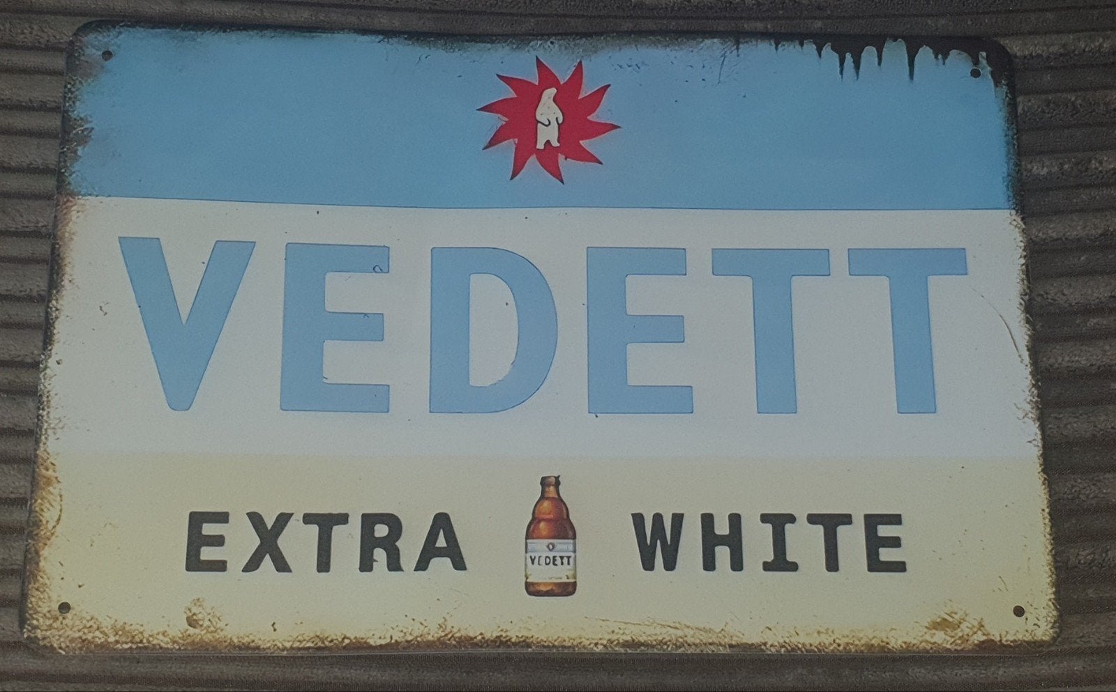 Vedett Extra White Wandbord, Ophalen of Verzenden, Gebruikt, Reclamebord, Plaat of Schild, Overige merken