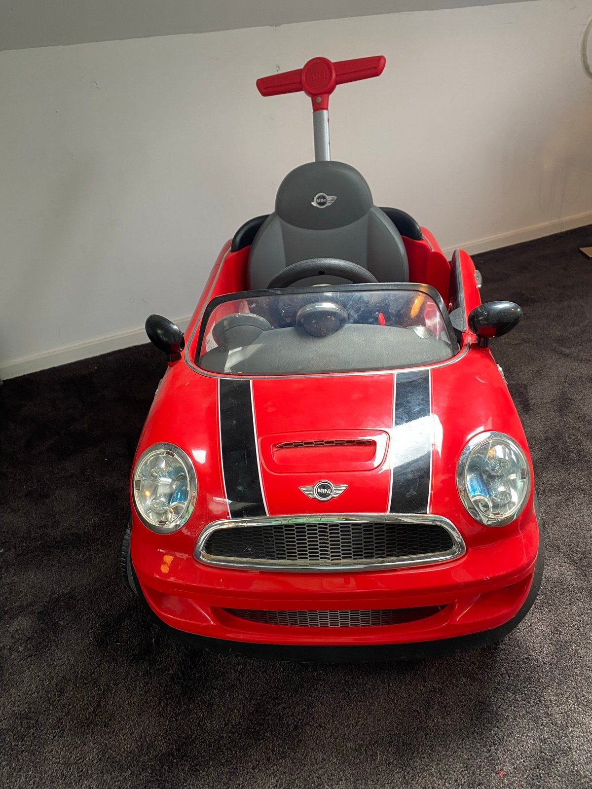 Mini Cooper S Loopauto met duwstang - Rood, Ophalen of Verzenden, Gebruikt, Loopvoertuig