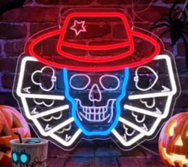 LED lamp neon stijl Skull Poker (36x30cm)