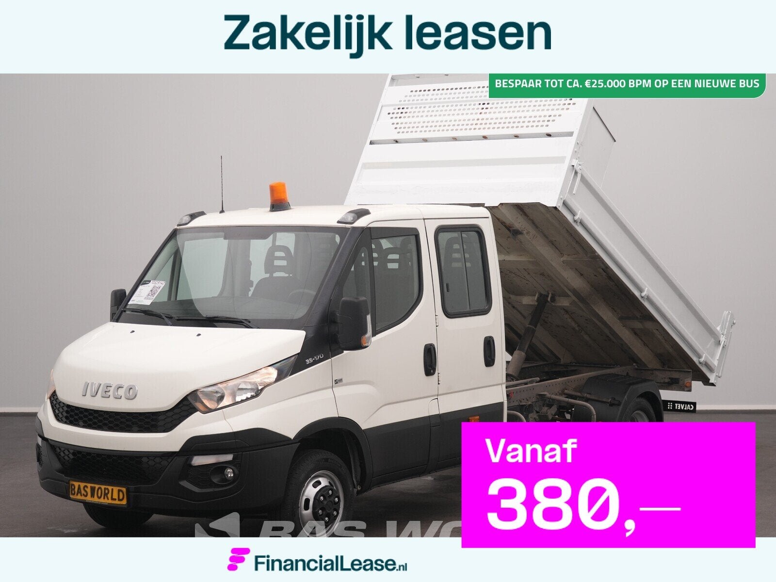 Iveco Daily 35C17 3.0L Kipper Dubbel Cabine Dubbellucht 3,5t, Stof, Gebruikt, 4 cilinders, Iveco