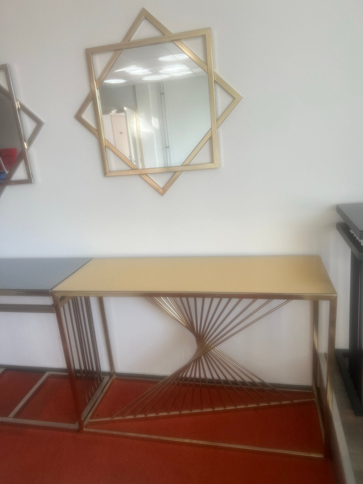 Moderne Console Tafel met Spiegel - Diverse Kleuren, Huis en Inrichting, Ophalen, 100 tot 150 cm, Nieuw, Metaal