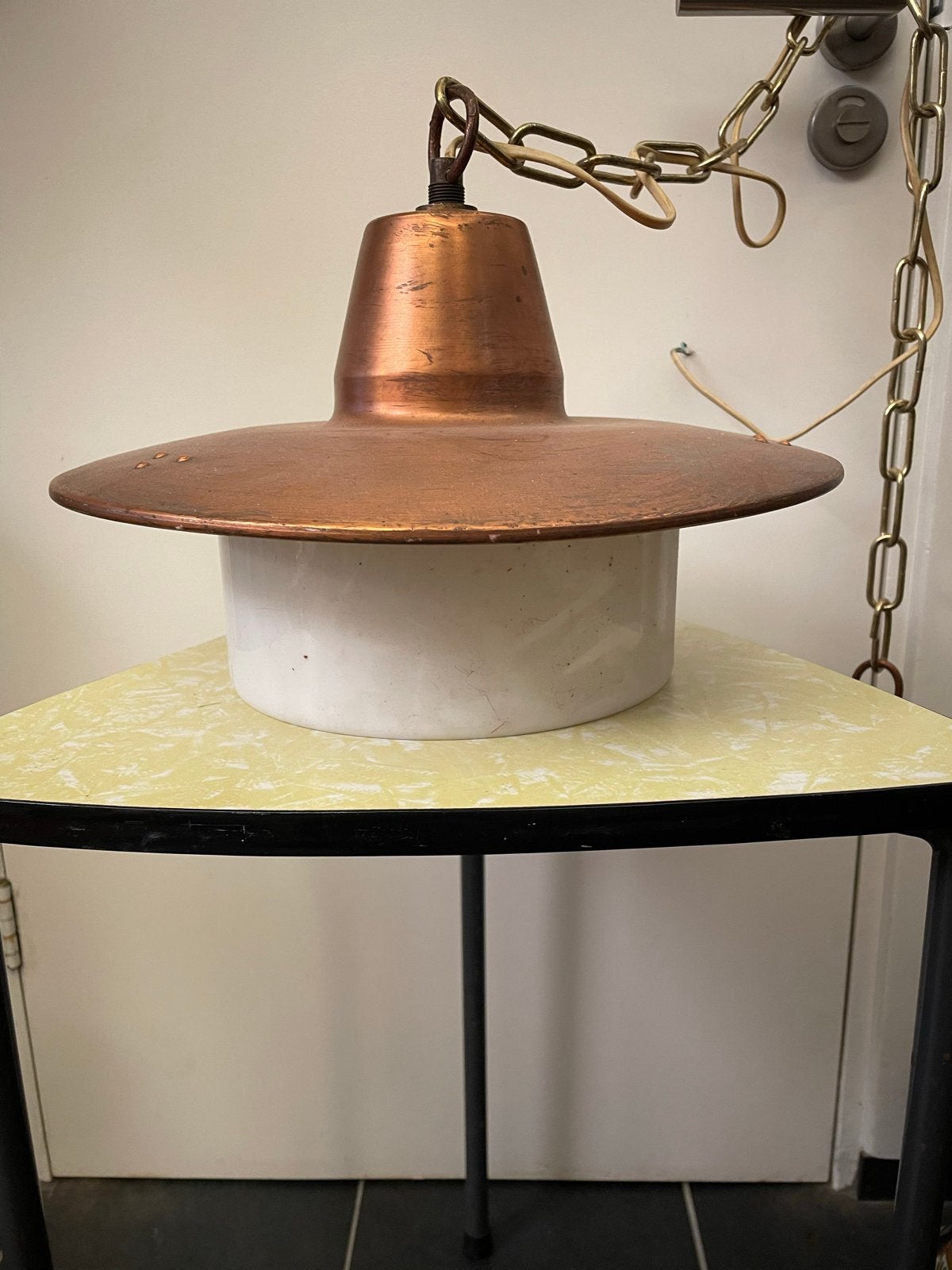 Rood koperen Amsterdamse School plafondlamp, Antiek en Kunst, Ophalen of Verzenden