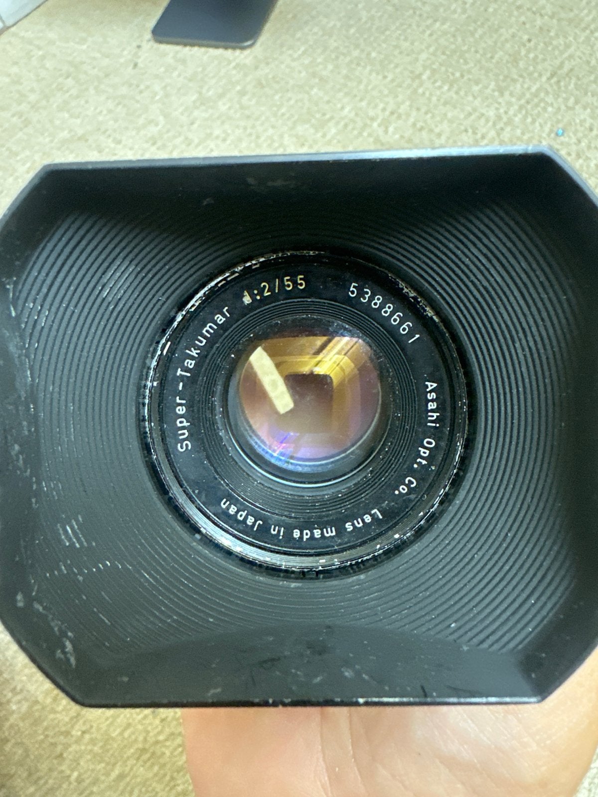 Super-Takumar 1:2/55 lens met zonnekap van 1:3.5 28mm, Audio, Tv en Foto, Fotografie | Lenzen en Objectieven, Ophalen, Gebruikt