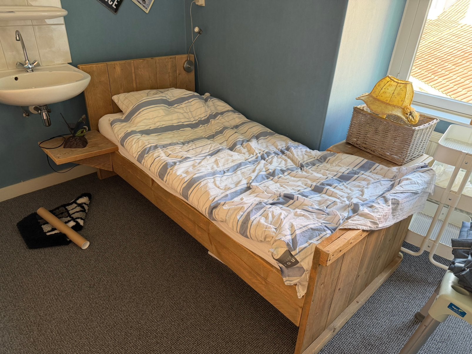 Stijgerhouten bed, Ophalen, Gebruikt, Eenpersoons, Hout