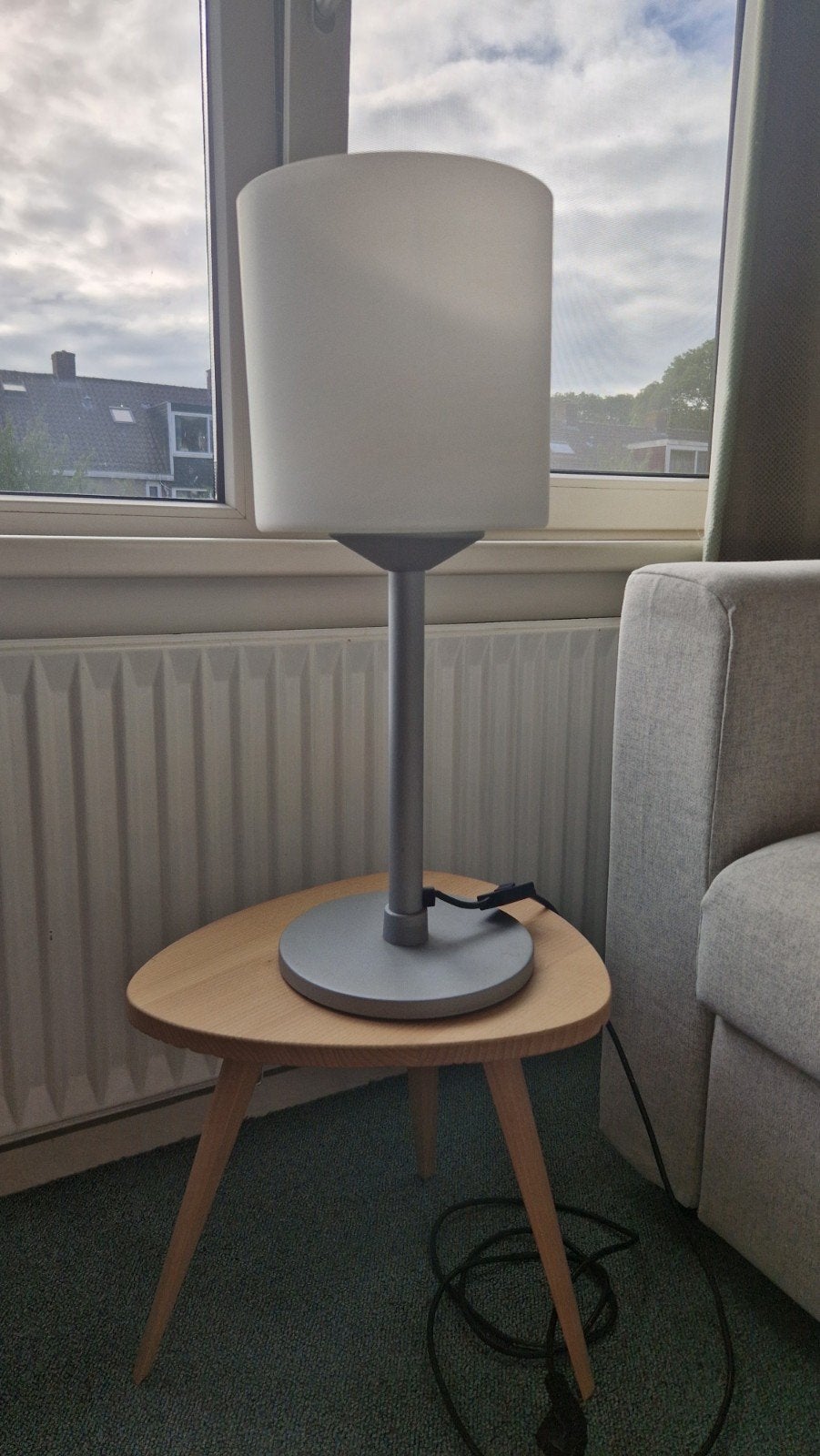 Brutalistische tafellamp, Italiaans design, Ophalen, Wit, E27 (groot), Zo goed als nieuw
