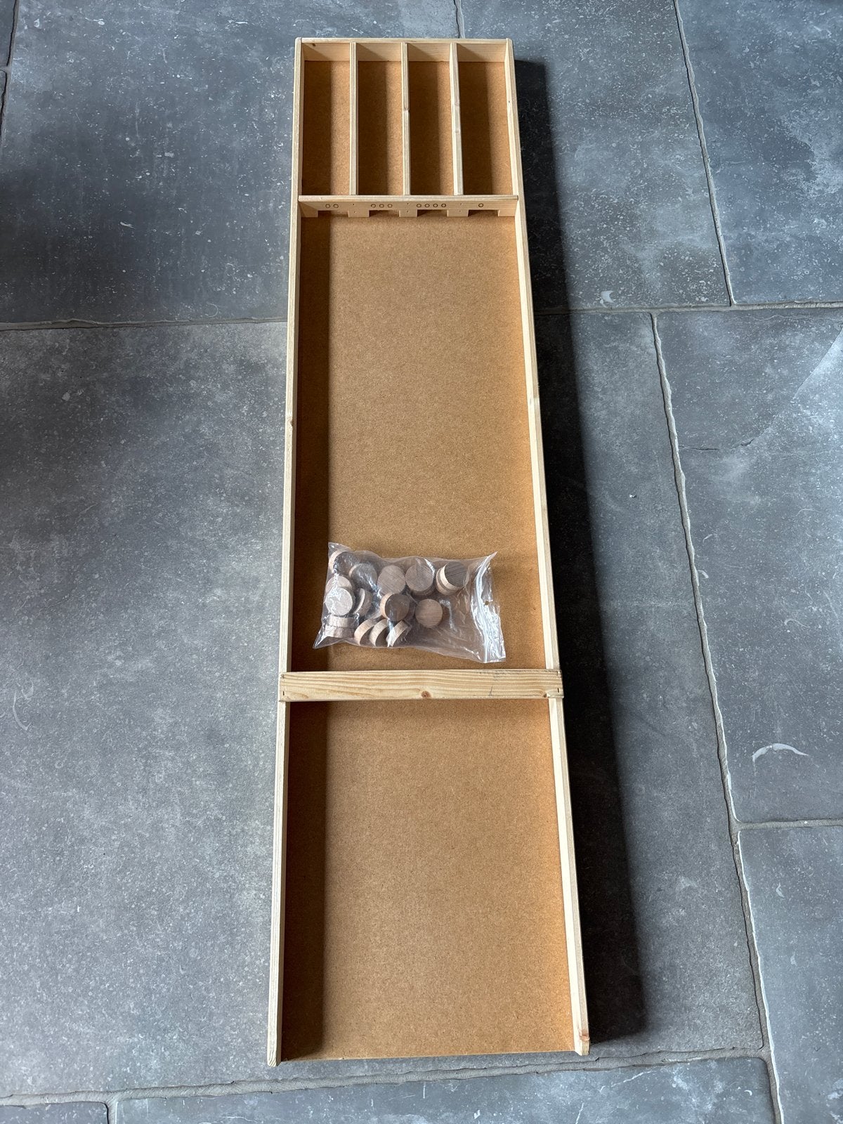 Kleine sjoelbak 118x28,5 cm met sjoelschijven, Ophalen, Zo goed als nieuw