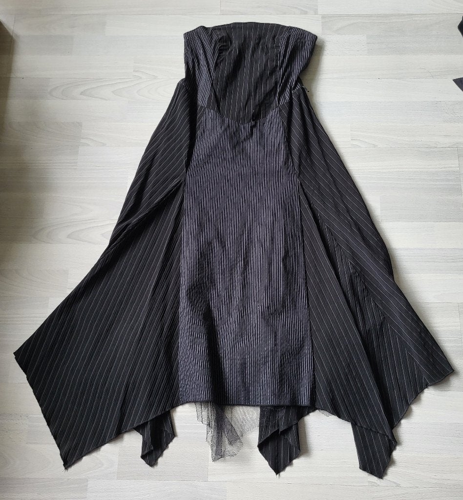 Strapless jurk, krijtstreep, maat S/M, Maat 38/40 (M), Zwart, Ophalen of Verzenden, Onbekend