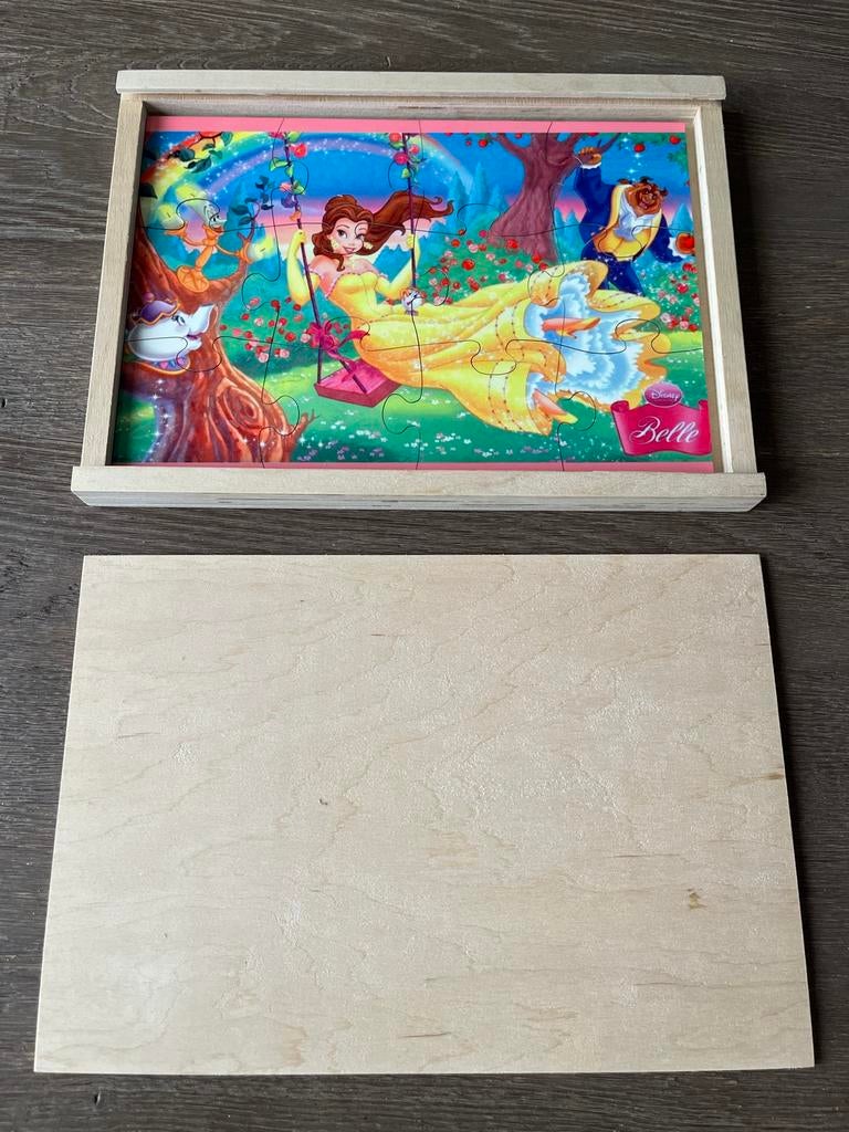 Disney Houten Puzzel Belle en het Beest, 2 tot 4 jaar, Gebruikt, Ophalen of Verzenden, Van hout