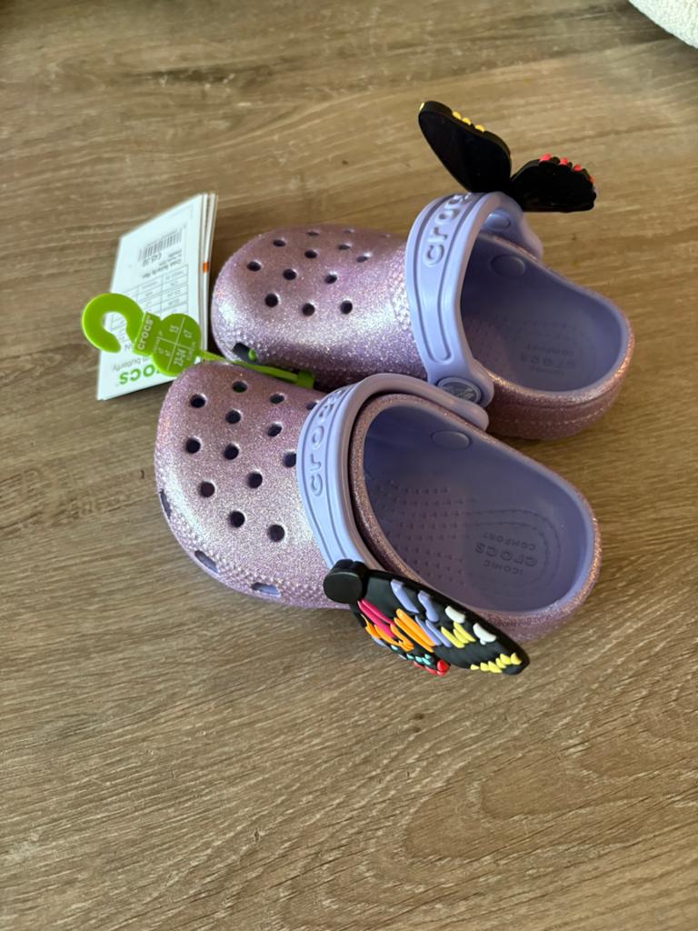 Glitter Crocs paars vlinder nieuw maat 23/24, Ophalen of Verzenden, Nieuw, Meisje, Schoentjes