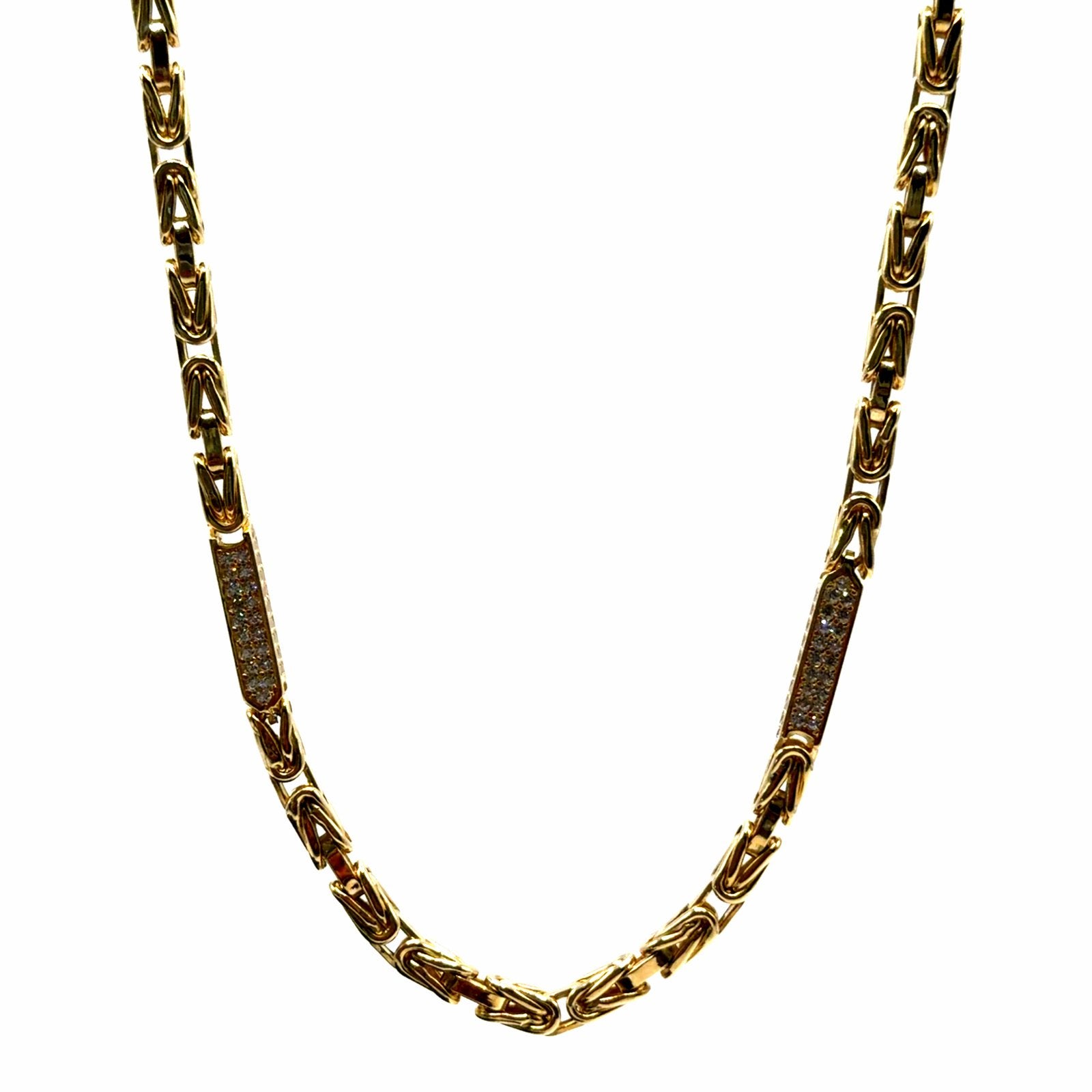 14K Gouden Koningsketting met Zirkonia - 70cm, Met kristal, W, Nieuw, Ophalen of Verzenden