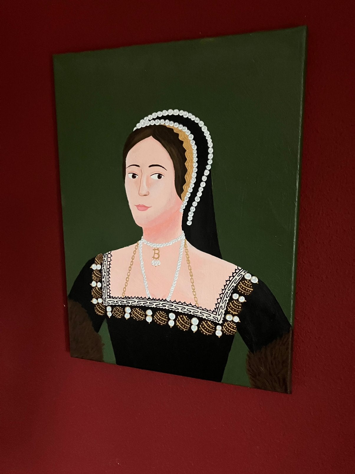Portret Anne Boleyn, Groen, 30 cm, Eigen ontwerp, Nieuw