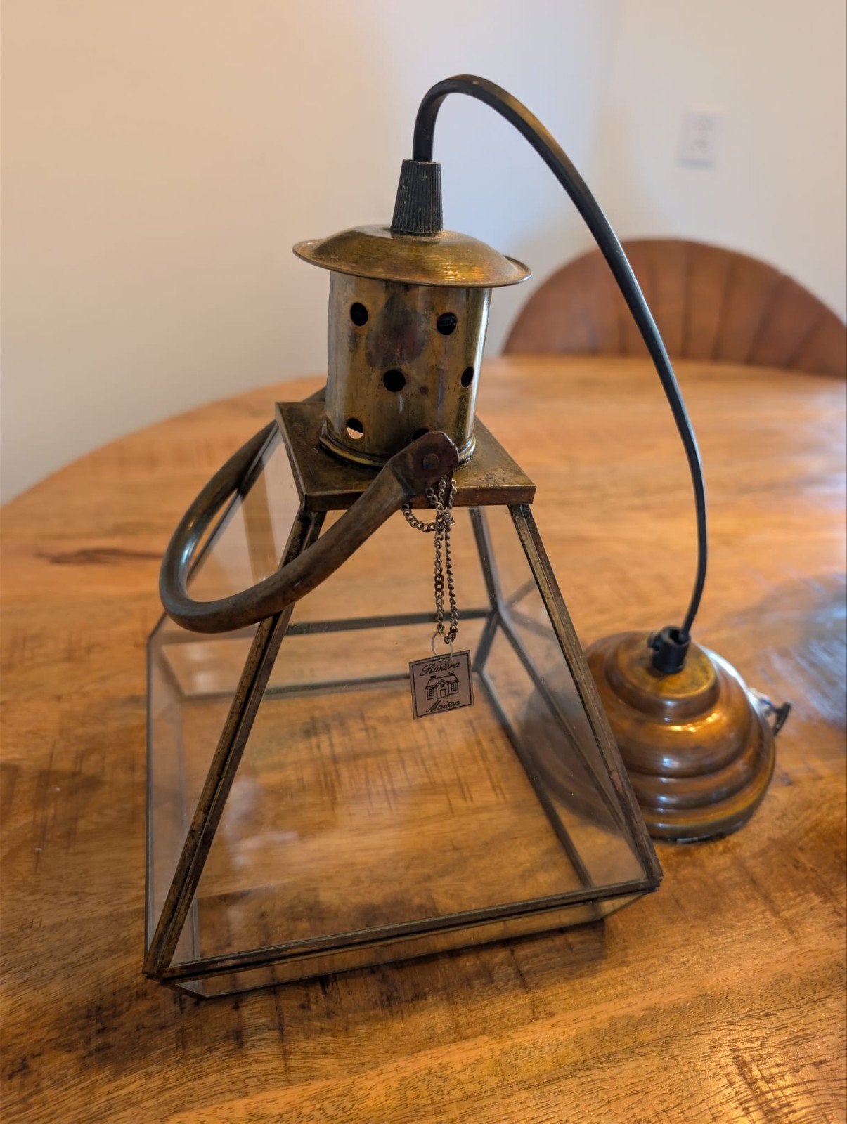 Riviera Maison Koperen Hanglamp - Stijlvol en Uniek, Ophalen, E27 (groot), Zo goed als nieuw, Glas