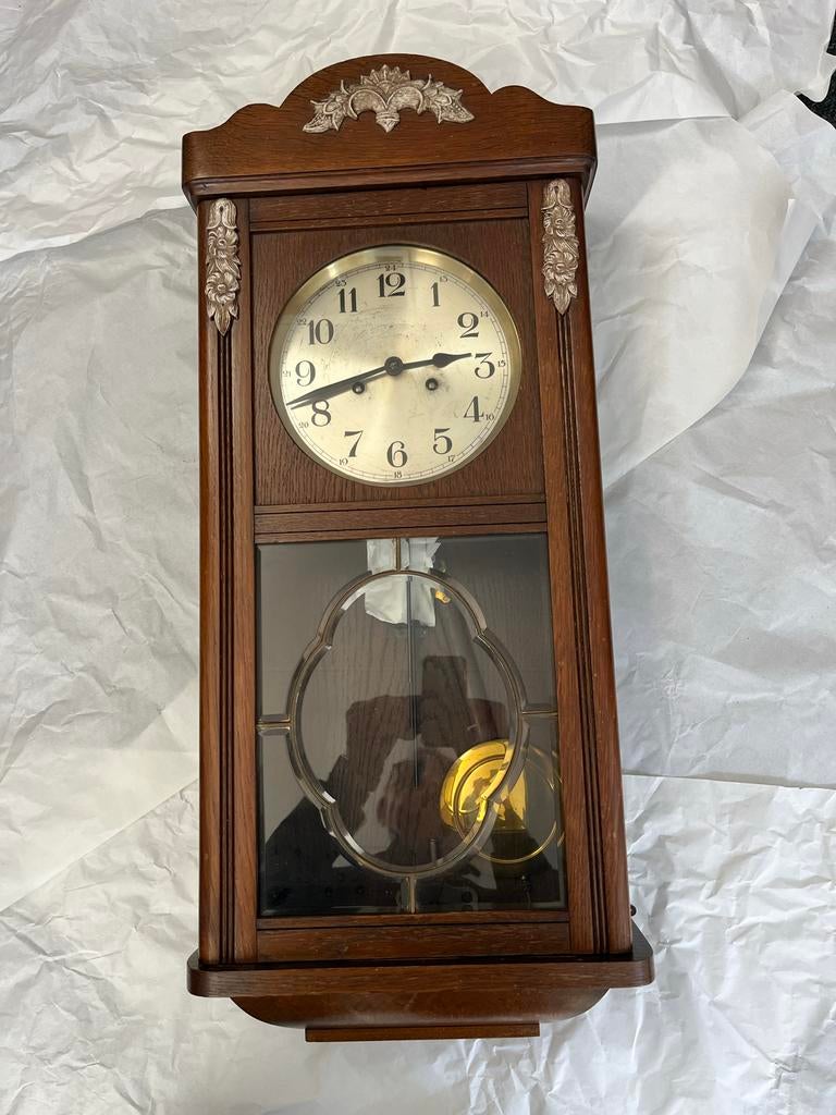 Antieke Junghans Regulateur Wandklok - Prachtig Houten Desig, Ophalen