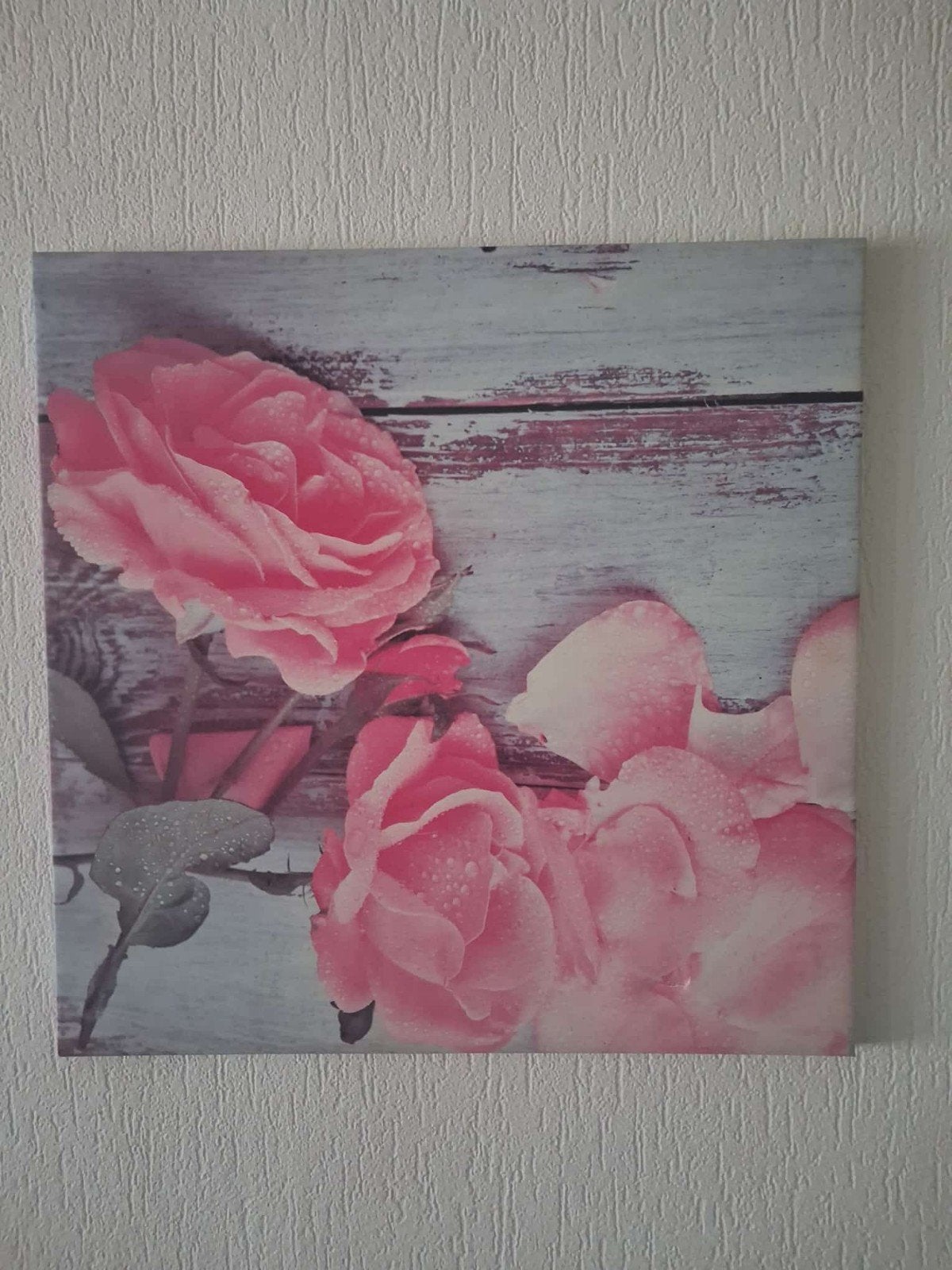 Schilderij met roze bloemen, Minder dan 50 cm, Ophalen of Verzenden, Zo goed als nieuw, Schilderij