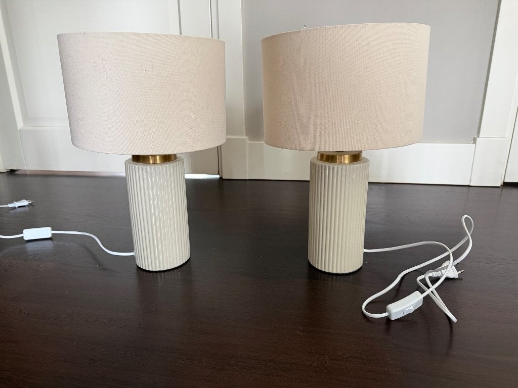Tafellampen 2 stuks beige goud, Beige, Ophalen, Zo goed als nieuw