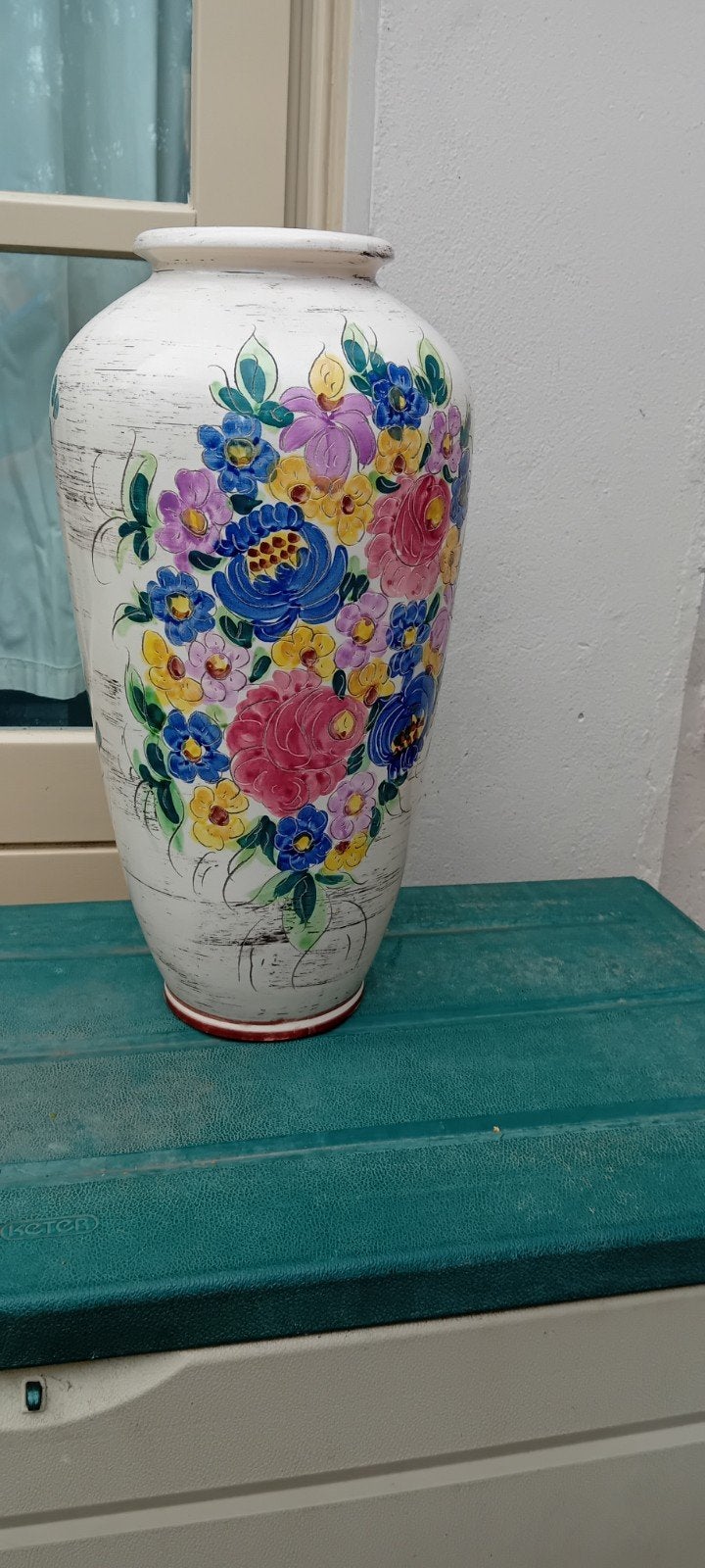 Vintage BAY  West-Germany Keramiek Florale Vaas 57cm, Ophalen