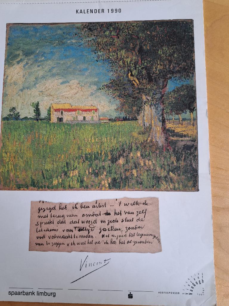 Kalender 1990 Vincent van Gogh, Diversen, Ophalen of Verzenden, Maandkalender