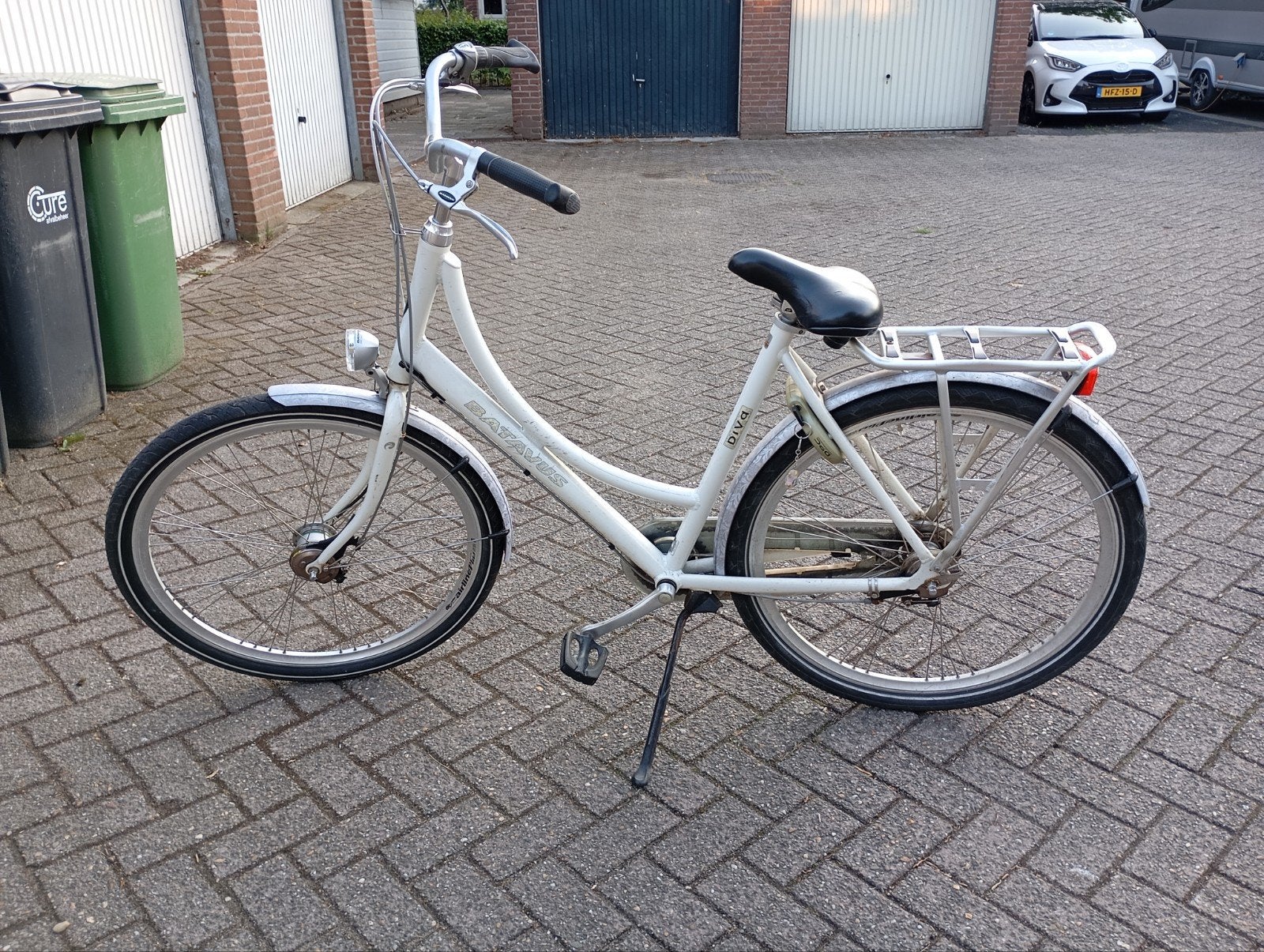 Batavus Diva Damesfiets - Wit, Gebruikt, Fietsen en Brommers, Fietsen | Dames | Damesfietsen, Ophalen, Terugtraprem, Gebruikt
