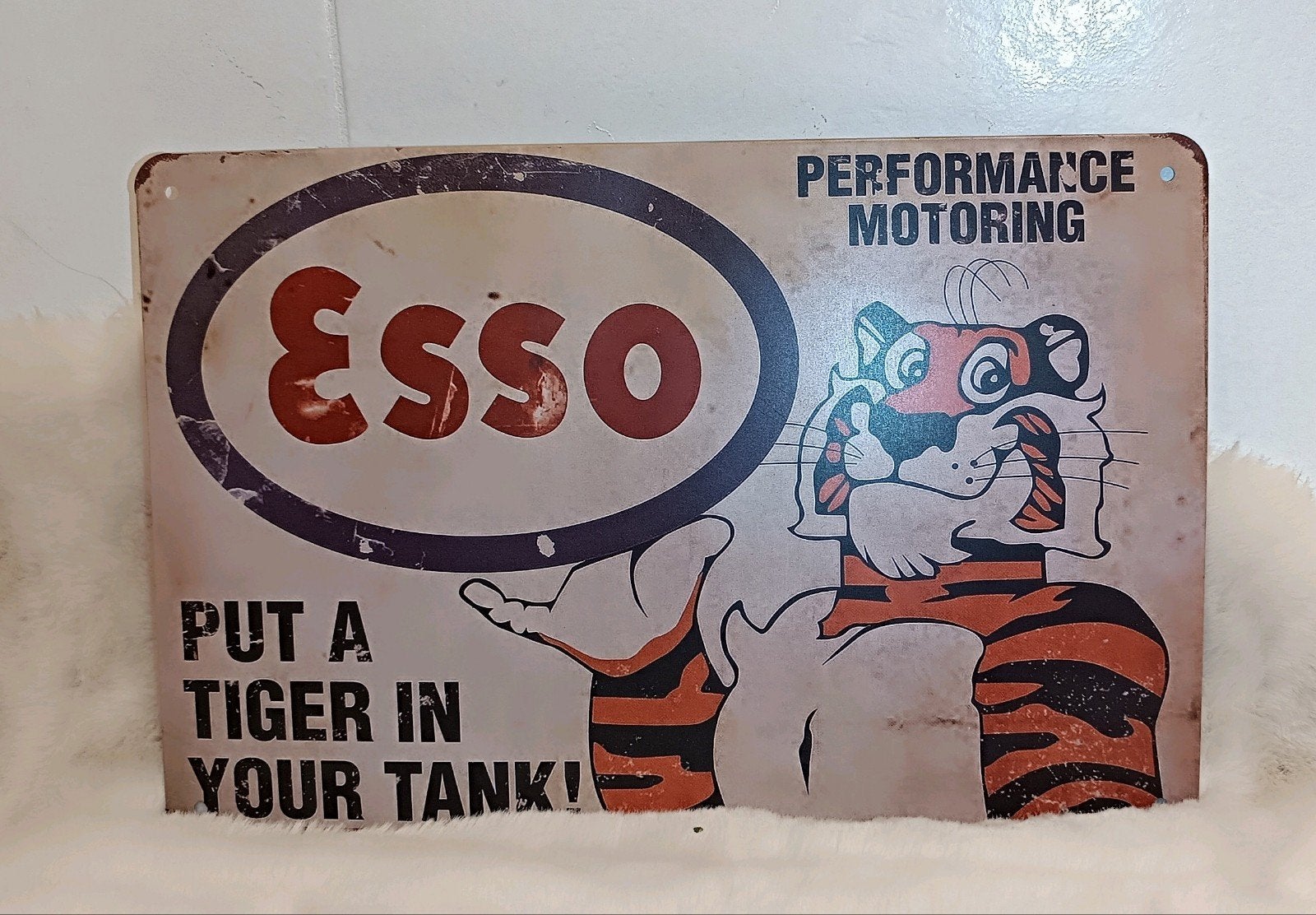 Vintage Metalen Wandbord Esso – (Retro), Ophalen of Verzenden, Zo goed als nieuw, Metaal, Reclamebord