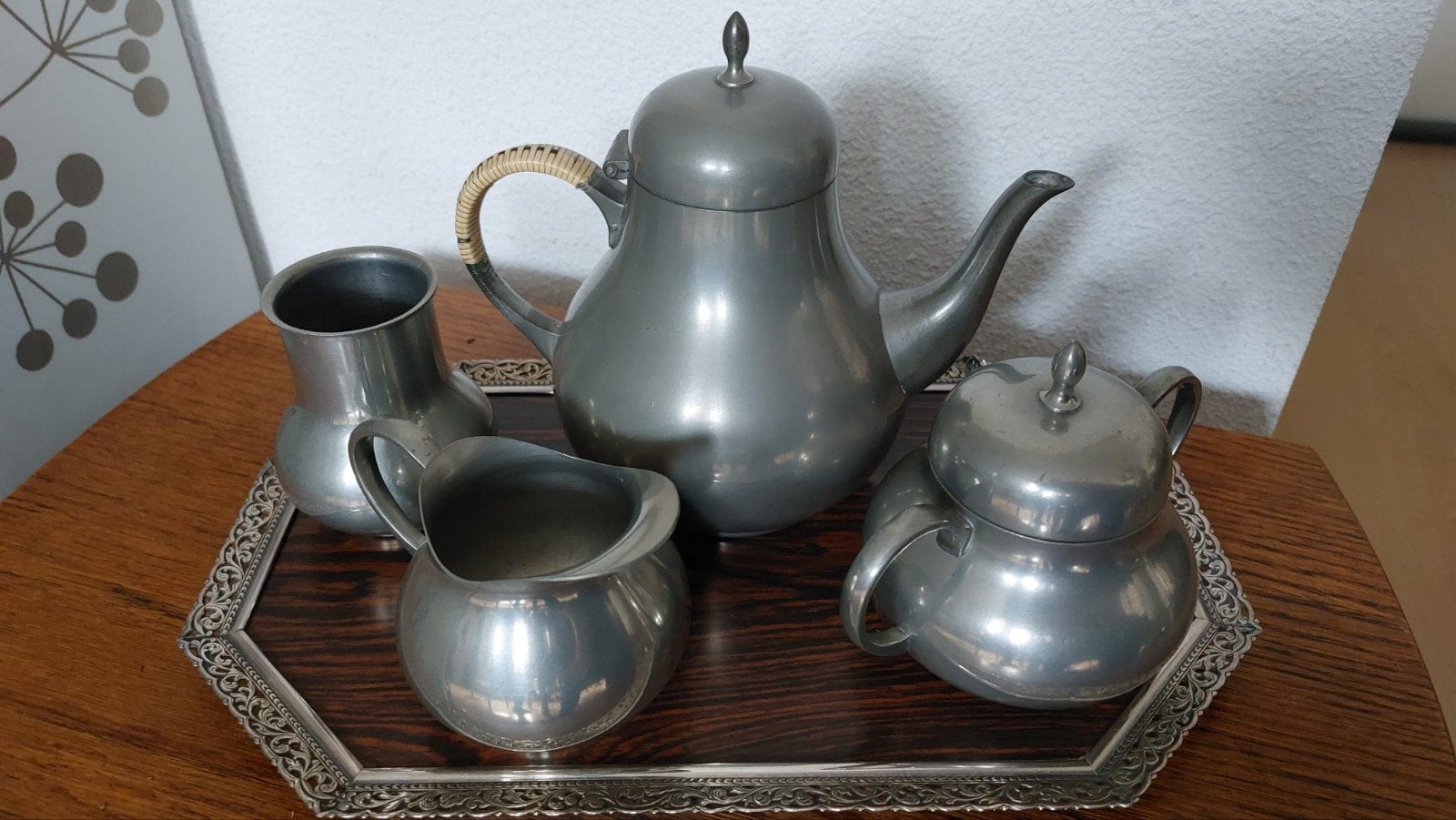 Vintage tinnen theeservies met dienblad - Kurtz Zinn Holland, Antiek en Kunst, Ophalen