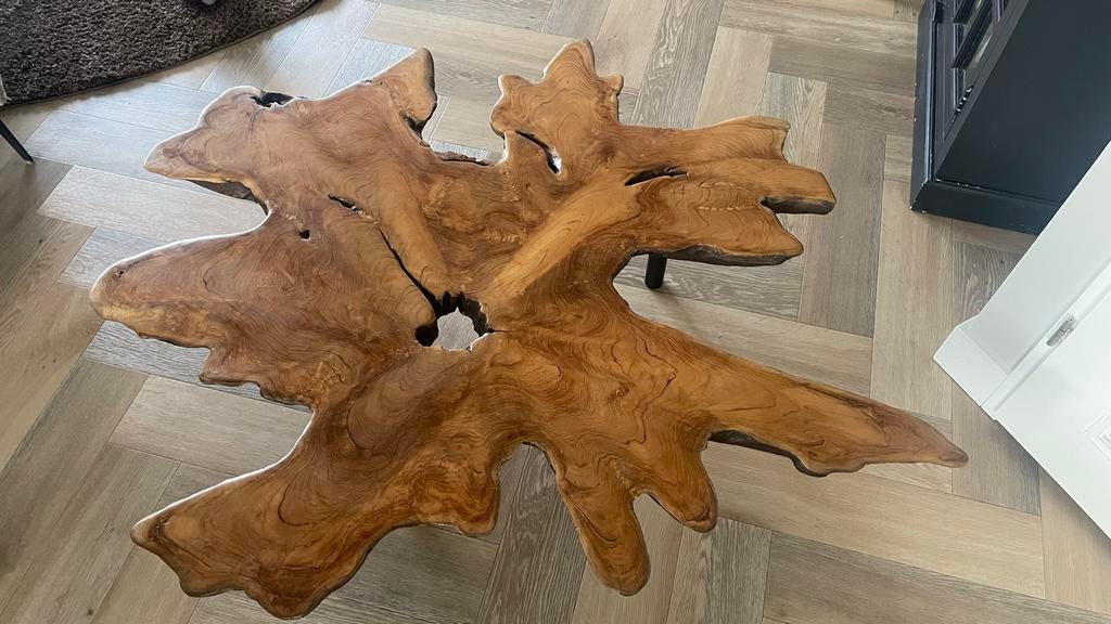 Salontafel boomstronk hardhout, Ophalen, Gebruikt, 100 tot 150 cm, 50 tot 100 cm