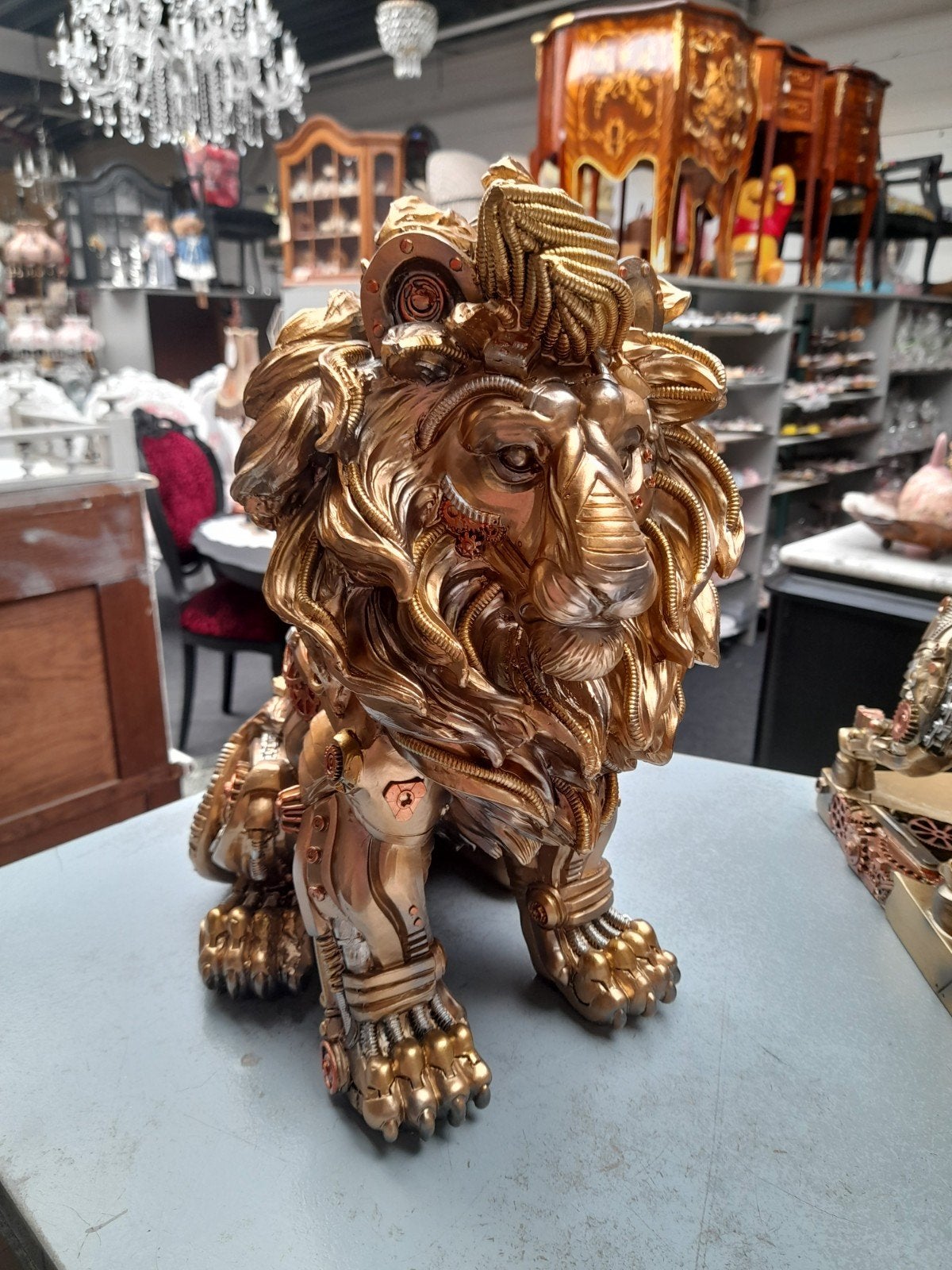 Steampunk leeuw, Verzamelen, Beelden en Beeldjes, Ophalen, Zo goed als nieuw, Dier