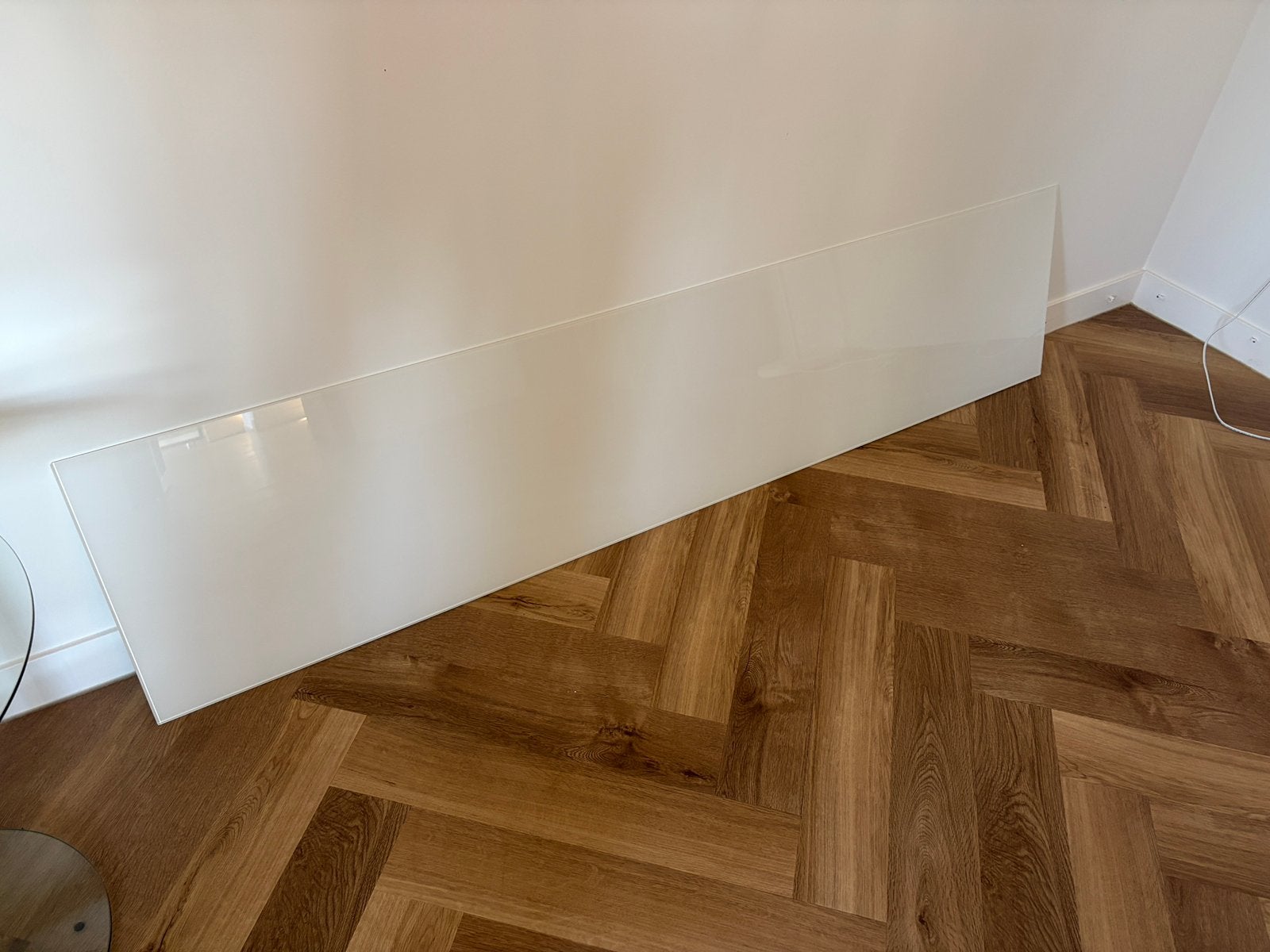 Ikea Besta Topplaat glas wit, Huis en Inrichting, Kasten | Televisiemeubels, Ophalen, Gebruikt, 150 tot 200 cm, Glas