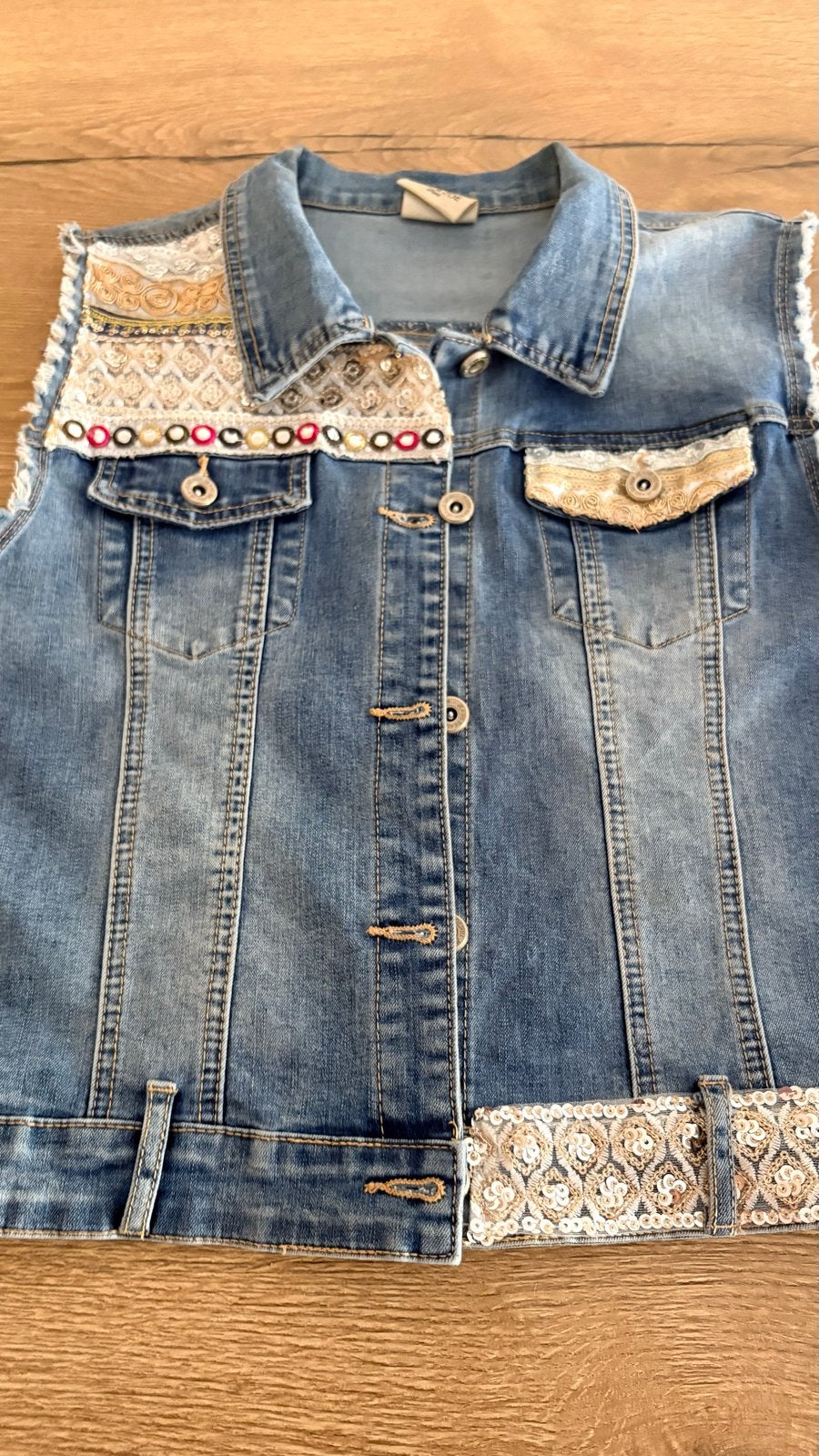 Leuk spijkerjasje Ibiza Style, Ophalen of Verzenden, Zo goed als nieuw, Maat 42/44 (L), Blauw