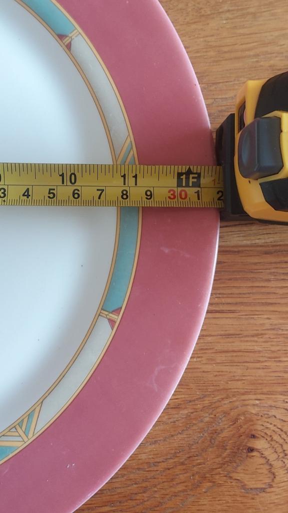 39 stuks nieuw  Groot roze bord met decoratieve rand, 32 cm, Gebruikt, Keramiek, Ophalen of Verzenden, Bord(en)